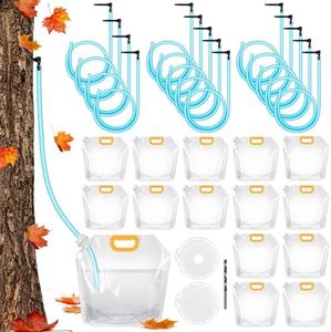 15 Sets Maple Syrup Tapping Kit, Include Maple Syrup Taps, 5L MapleSyrup Bags（Perforated & Non-perforated Two Types of Lids）, 33Ft Tubing, Drill Bit, Maple Tree Tapping Kit for Experts or Beginners