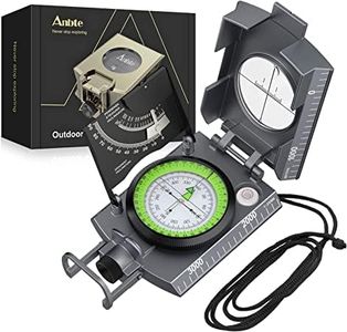 Anbte Bussola Militare,Navigazione Professionale Impermeabilee Luminosa con Clinometro e Livella a Bolla-Portatile Bussola in Metallo per Campeggio/Geologia/Escursionismo con Custodia-Grigio