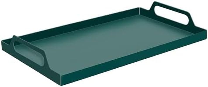 VANRA Metal Serving Tray Portable Bed Tray with Handles for Coffee Table, Living Room, Kitchen and Bathroom (Black Green)