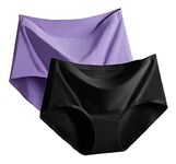 PLUMBURY Women's Other hipsters (Pack of 2) (SEAMLESS HIPSTER PANTY_Black/Light Purple_2XL)