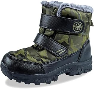 UBFEN Kids Snow Boots Boys Girls Winter Warm Waterproof Outdoor Slip Resistant Cold Weather Unisex Shoes (Toddler/Little Kid/Big Kid), F/Khaki, 1 Big Kid