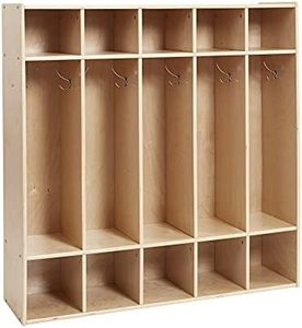 ECR4Kids Streamline 5-Section Coat Locker, Classroom Furniture, Natural