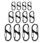 Mebamce 12 PCS Zipper Lock Clips Theft Deterrent, Small S-biners Carabiner Keychain Clips in 3 Different Sizes Sturdy Dual Gate Carabiner for Key, Backpack, Traveling, Outdoor, Hiking (Black)