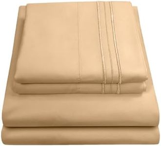 Sweet Home Collection Set di Biancheria da Letto di Lusso con Lenzuolo con Angoli, 2 federe, in Microfibra, Cammello, California King