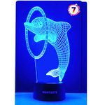 WANTASTE Dolphin 3D Lamp Gifts for Boys Girls Room, Night Light Toys Bedside Decor Gifts for Kids Baby, 7 Colors Changing Nightlight with Smart Control