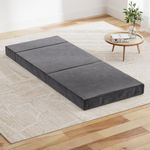 Giselle Bedding Foldable Mattress 180 x 70 x 12cm Single Folding Cushion Covers Camping Floor Mat Portable Travel Sleeping, Sofa Bed Pad Home Office Grey