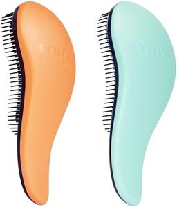 Crave Naturals Glide Thru Detangling Brush for Adults & Kids Hair - Detangler Brush for Natural, Curly, Straight, Wet, Dry Hair - For Men & Women, Little Girl Hair Accessories, Coral/Turquoise Bundle