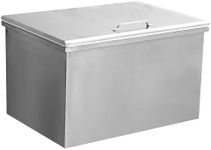 Upgraded Drop in Ice Chest, 28''L x 20''W x 17''H Stainless Steel Ice Cooler, Commercial Ice Bin with Cover, 114QT Outdoor Kitchen Ice Bar, Drain-Pipe and Drain Plug Included, for Cold Wine Beer