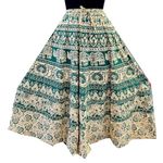 CHANDRAWAT Women's Cotton Jaipuri Sanganeri Print Fashion Skirt, Wrap Around, Maxi Skirt, Mandala Hand Block Rajasthani Fashion Skirt Colored Wrap Around (Free Size) (Green)