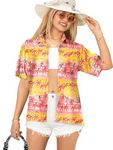 LA LEELA Gift for Womens Party Button Down Shirt Beach Top Blouse Cover up Hawaiian XL