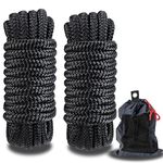 MARINE SYSTEM Double Braided Nylon Dock Lines Rope，1/2 Inch x 15 FT Dock Line with 12 Inch Eyelet for Mooring Boats, Black (2 Pack)