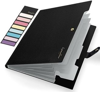 Sooez Expanding File Folder, Letter Size Accordion File Organizer, 5 Pocket Folder for Documents, Portable Organizer for School Office Supplies, Black