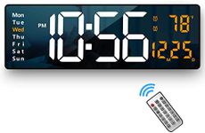 Digital Wall Clock Large Display, 16.2 Inch , LED Digital Clock with Remote Control for Living Room Decor, Automatic Brightness Dimmer with Date Week Temperature (Orange)