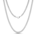 Cadoline 316L Stainless Steel Men's Jewellery 3mm Curb Silver Chain 16 Inch Necklace