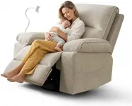 YuuYee Rocking Chair Nursery Swivel Rocker Recliner with Phone Holder,Nursing Chair for Breastfeeding with Foot Rest,Beige