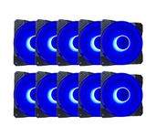 APEVIA CO1012L-BL Cosmos 120mm Blue LED Ultra Silent Case Fan w/ 16 LEDs & Anti-Vibration Rubber Pads (10 Pk)