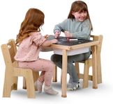 Avenlur Cordia Kids Table and Chair Set - Montessori-Inspired Kids Workbench - with Two Chairs, Two Collapsible Bucket Inserts, and Chalkboard - Baby Activity Table