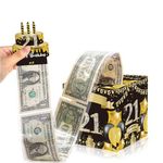 Happy 21st Birthday Money Box Cash Gift, Black & Gold Funny Pull Cash from Money Case for Surprise, Money Gift Box with Pull Out Happy 21st Birthday Card for Money/Lottery/Coupon on One's Birthday