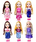 FunBlast Doll Toys for Kids- Pack of 6 Pcs Pretty Doll Toy for Girls- Cute Realistic Doll Toy for Kids, Dolls for 3+ Years Girls, Toys for Girls (Random Color)