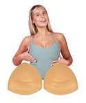 Perky Pear Cleavage Boosting Bra Cups Self Adhesive Bra Breast Inserts, Double Sided Adhesive Bra Cups- Cup Sizes A- DD Instant Volume and Breast Enhancing Cups Beige