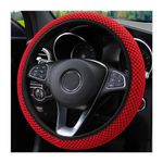 TSUGAMI Elastic Stretch Steering Wheel Cover, Microfiber Breathable Ice Silk Auto Steering Wheel Cover, 15 Inch Anti-Slip, Warm in Winter and Cool in Summer, Fit Suvs, Vans, Cars, Trucks (Red)