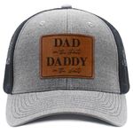 Daddy to Be Dad in The Street Daddy in The Sheets Hat Daddy Leather Patch Baseball Cap Gifts for Him Father's Day Birthday, Gray Black, One Size