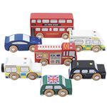 Le Toy Van - Iconic Wooden London Themed Toy Car Play Set - Set 7 Pieces | Play Vehicle Role Play Toys - Suitable For 2 Year Old +