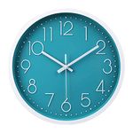 jomparis Modern 30cm / 12 Inch Silent & Non-ticking Turquoise Wall Clock, Quality Quartz Sweep Teal Clocks for Home Living Room Bedroom Kitchen