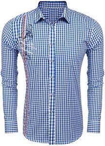 COOFANDY Traditional Shirts Men's Checked Regular Fit Oktoberfest Shirt Traditional Shirts for Men Blue S
