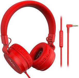 PuroBasic Volume Limiting Wired Headphones for Kids, Boys, Girls 2+ Foldable & Adjustable Headband, Compatible with iPad, iPhone, Android, PC & Mac – by Puro Sound Labs (Red)