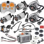 Habow 24Pcs Power-Function Technic-Parts Kit M/L/XL Motor IR Remote Control AA-Battery-Box-8881 IR Receiver Extension Wire Light Cord Control Switch Compatible with Lego-Motor-Kit.