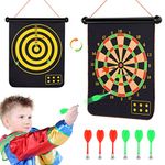 Terazis Powerful Double-Sided Magnet 15''Dart Board Set with 6 Pcs Darts - Christmas Xmas Gifts for Kids