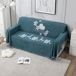 HOKIPO Chenille Thick and Soft Sofa Cover Throw Blanket Couch Protector 3 Seater, Teal (AR-4595-D3*1)