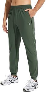baleaf Men's Workout Pants Track Athletic Joggers with Zipper Pockets Running Hiking Gym Quick Dry Tapered Army Green XXL