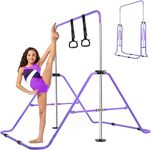 YEEGO DIRECT Gymnastics Bar with Rings,Gymnastics Bar for Kids Ages 3-12,Foldable Gymnastics Bar,Kids Gymnastics Bar Expandable for Home Training Kids Gifts for Grils Boys (Purple)