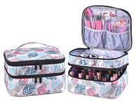 Double-Layer Nail Varnish Storage Case, Essential Oil Bag for for Nail Varnishes and Manicure, Nail Varnish Holder, Holds 30 Bottles (15ml - 0.5 fl.oz) (Leaf)