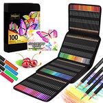 Efimeso 100 Colouring Pencils, Professional Coloured Pencils with Black Zipper Case,Colouring Pencils Set Ideal for Adults Kids Artists Drawing Sketching Colouring