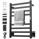 HEWAFAEP Towel Warmer Wall Mounted Towel Warmer Electric Towel Drying Rack with Built-in Timer and Temperature Control Plug-in/Hard-Wired 8 Bars 304 Material Bathroom Towel Heating Racks