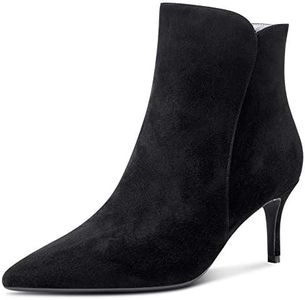 NobleOnly Femme Plateforme Bottines Fermeture Eclair Aiguille Talon 6CM High Heels Boots Noir Suède Chaussures EU35