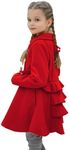 Scarlet Darkness Girls Winter Coat Double Breasted Button Down Dress Coat with Pockets 6-14Y, Red, 12 Years