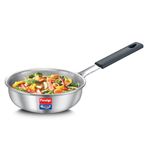 Prestige Tri-ply Cute Fry Pan 12 cm/400 ml Silver|Thick Gauge|Even Heat Distribution|Gas & Induction Compatible|Perma-Cool Handles|Life Time Warranty