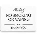 Absolutely No Smoking or Vaping Sign (White Acrylic 5 x 3.5 in) - No Smoking Signs for Business - No Smoking Signs for Home - No Smoking Sign - Airbnb Essentials for Hosts - Airbnb SIgns - VRBO Signs