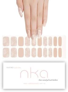 NKA Semi Cured Gel Nail Polish Strip -20 UV LED Lamp Curing Strips Wraps Stickers -Nude Sandy Beach
