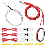 DAOKAI 4 Pcs 24V 40W 620 Ceramic Cartridge Heater Wire 1m & 3950 100K NTC Thermistor for 3D Printer with 12mm Heat Resistant Tape, 4 Pcs Heating Block Cotton