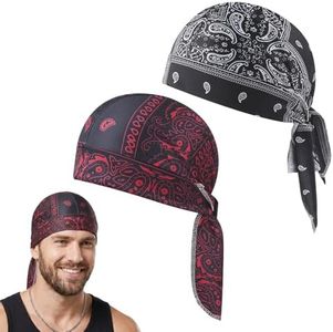Paisley Cooling Headscarf Cap Set, 2026 New Breathable Sweat Wicking Head Wrap Hat for Men Women (2, Red & Black)