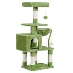 Heybly Cat Tree with Toy, Cat Tower condo for Indoor Cats, Cat House with Padded Plush Perch, Cozy Hammock and Sisal Scratching Posts, Green HCT004SGR