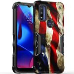 Cass Creations Case Compatible with Motorola G Pure/G Power (2022), Hybrid Shockproof Bumper Protective Phone Cover - American Flag