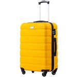 COOLIFE Suitcase Trolley Carry On Hand Cabin Luggage Hard Shell Travel Bag Lightweight with TSA Lock and Durable 4 Spinner Wheels (Lemon Yellow, M(67cm 60L))