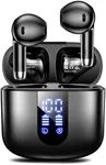 Wireless Earbuds, Bluetooth Headphones with Deep Bass Stereo, 48H Playback Ear Buds with LED Power Display, Lightweight, IPX7, in-Ear Earphones with Mic for iPhone/Android/iPad, Black