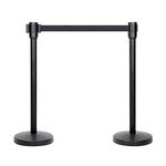 Amazon Basics Premium Crowd Control Stanchions with 6.5 Foot Retractable Belts -Pack of 2, Black, Ideal for Crowd Guidance in High Traffic Areas and Control Places (Previously AmazonCommercial brand)